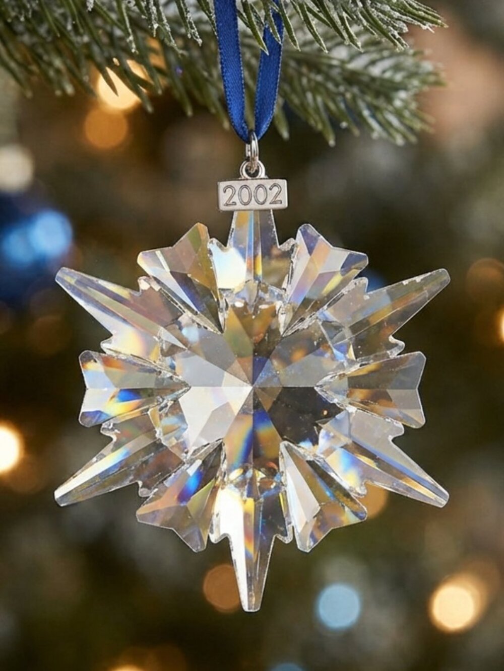 Swarovski 2002 Crystal Snowflake Christmas Tree Ornament with Box & certificate
